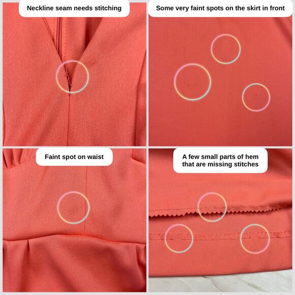 Vintage 1970s Tangerine Orange Long Sleeve Empire Waist Maxi Dress - Picture 5 of 8